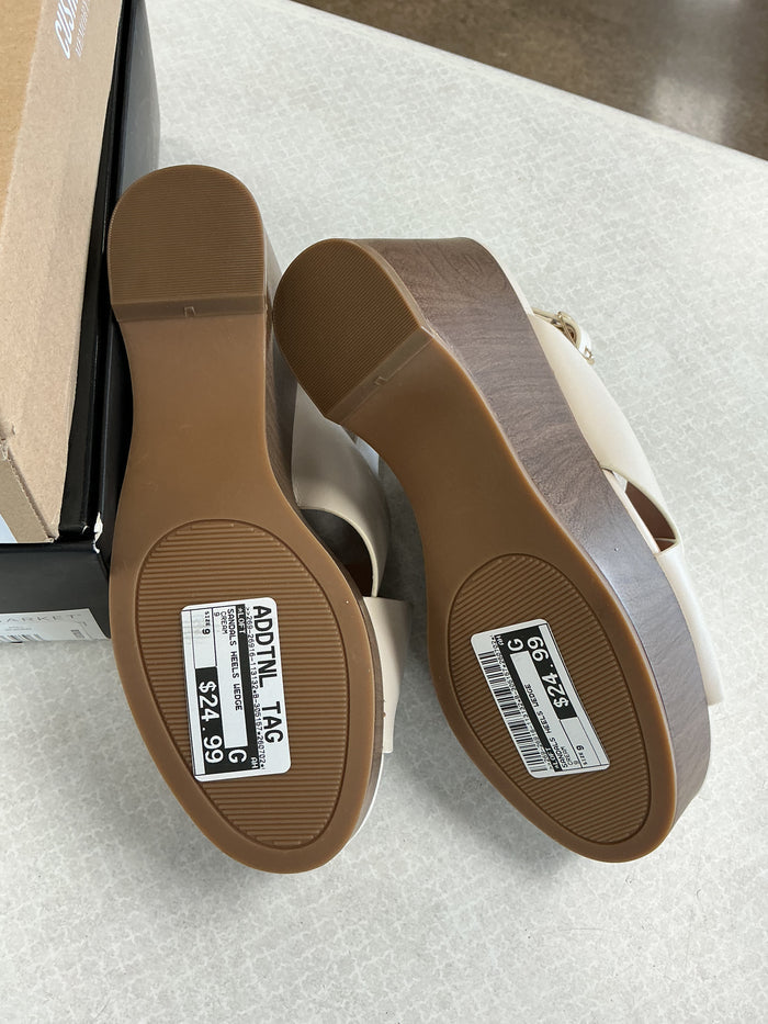 Sandals Heels Wedge By Loft In Cream, Size:9