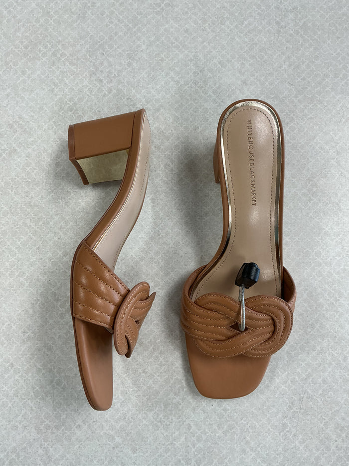 Sandals Heels Block By White House Black Market In Tan, Size:9