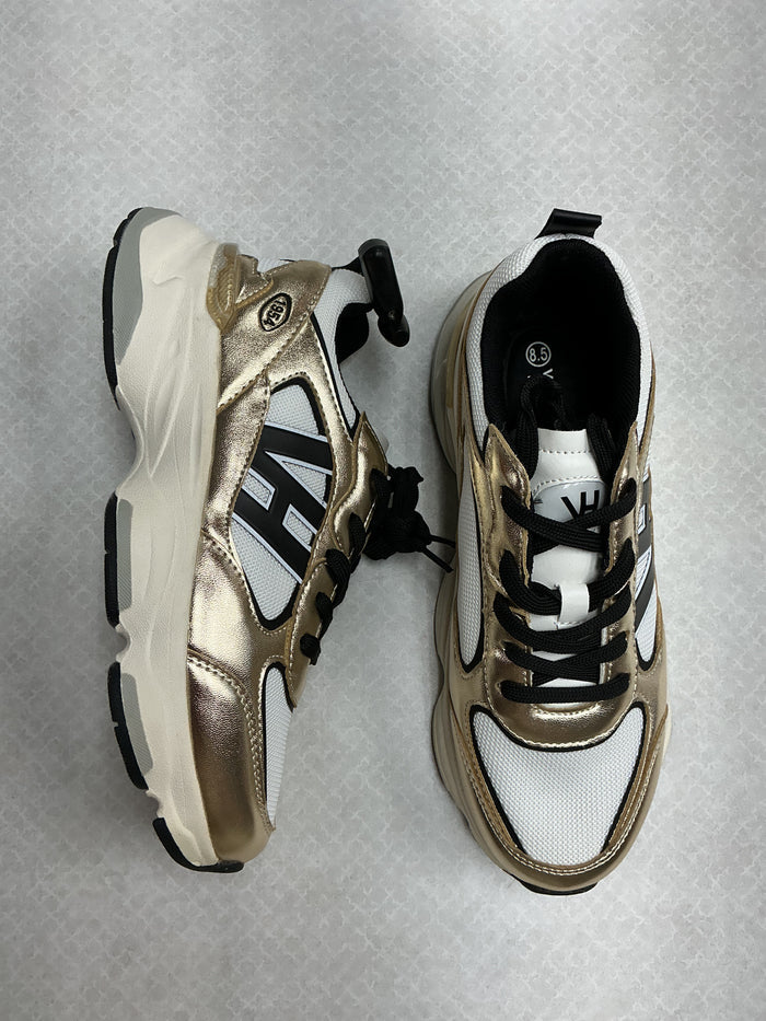 Shoes Athletic By Vintage Havana In Black & Gold, Size:8.5