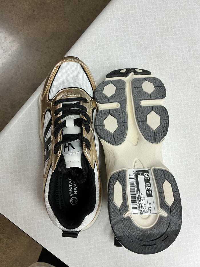 Shoes Athletic By Vintage Havana In Black & Gold, Size:8.5