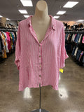 Top Ss By Zenana In Pink & White, Size:1X