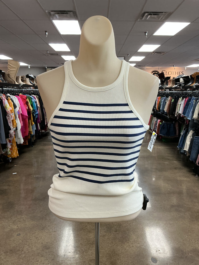 Tank Top By J. Crew In Blue & White, Size:S