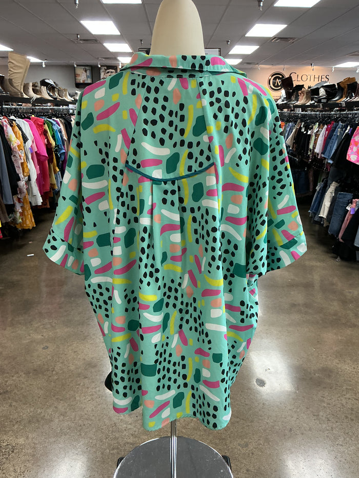 Top Ss By Umgee In Green & Pink, Size:M