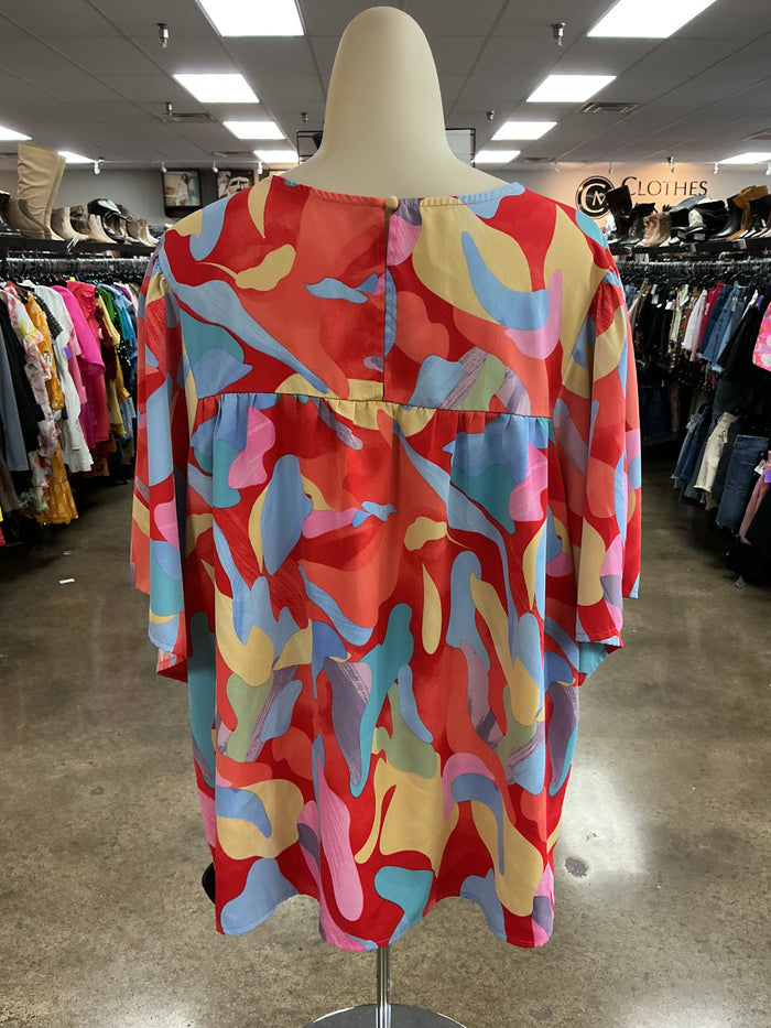 Top Ss By Clothes Mentor In Blue & Red, Size:Xxl