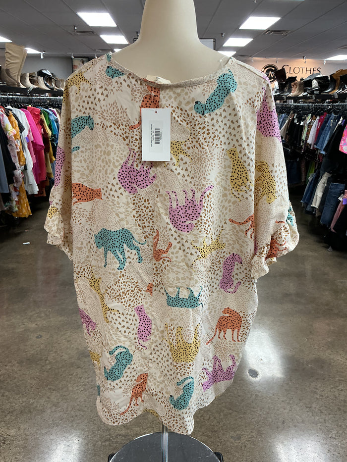 Top Ss By Entro In Animal Print, Size:Xl