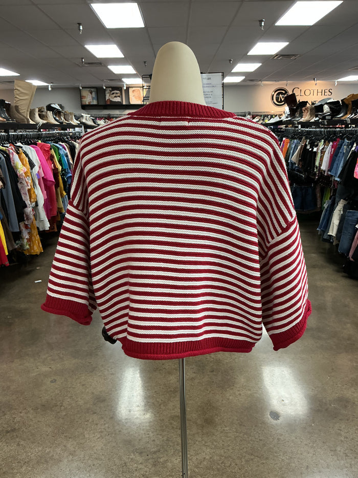 Sweater Ss By Peach Love Cream California In Red & White, Size:M
