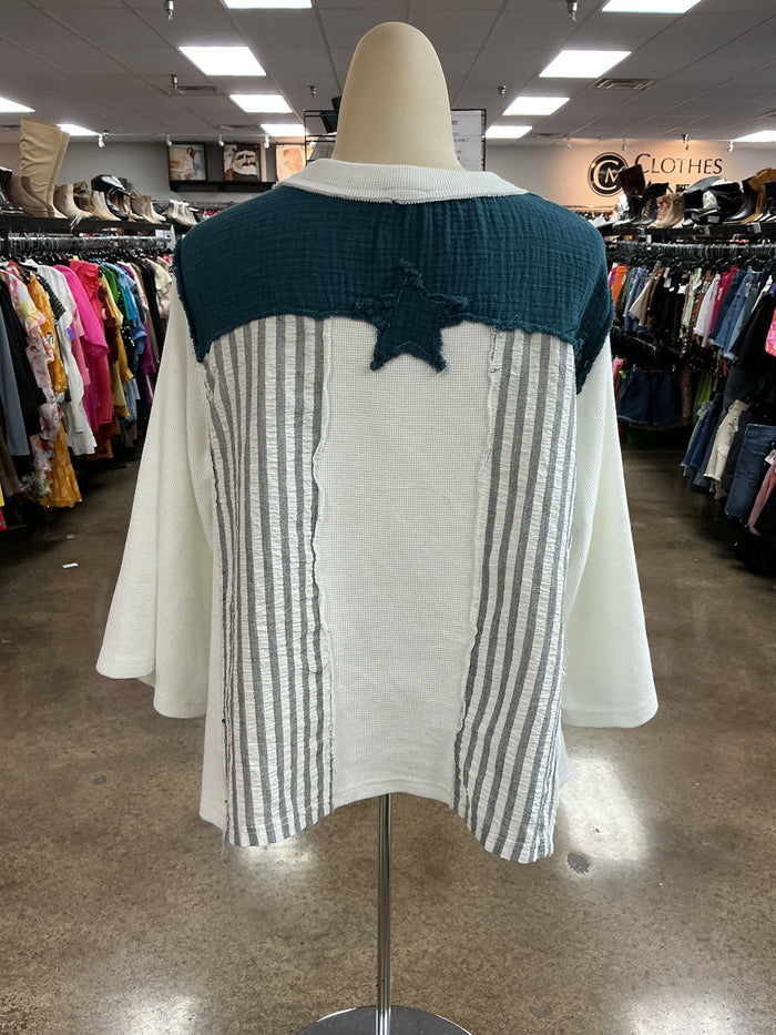 Top Ss By Pol In Blue & White, Size:S