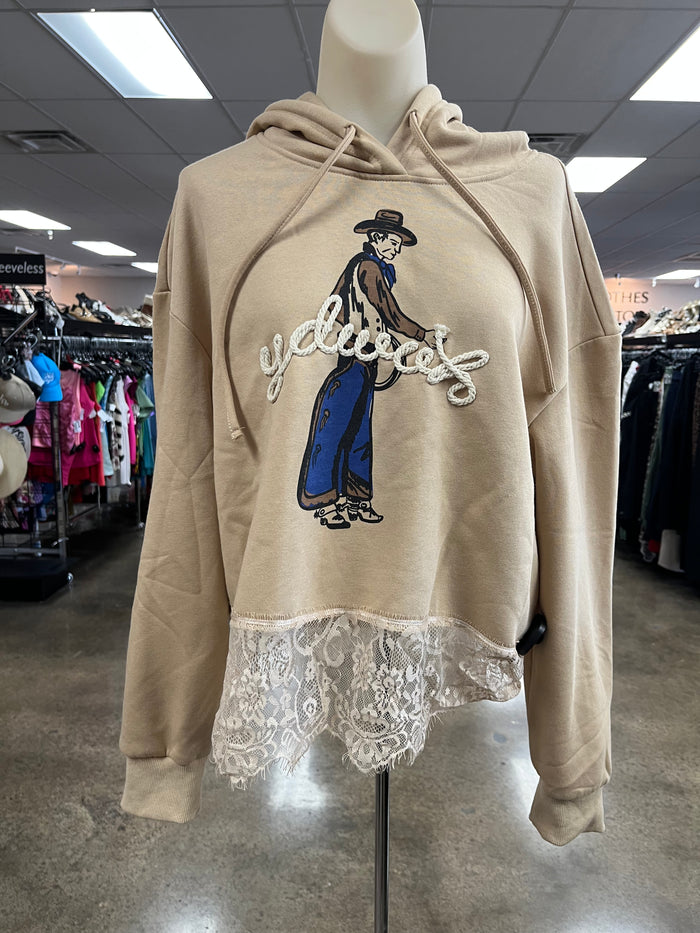 Sweatshirt Hoodie By Clothes Mentor In Tan, Size:M
