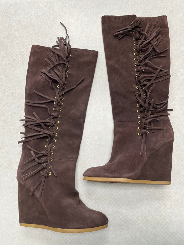 Boots Designer By Coach In Brown, Size:8.5