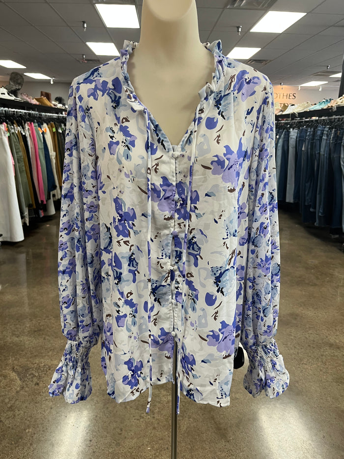 Top Ls By Clothes Mentor In Blue & Purple, Size:L
