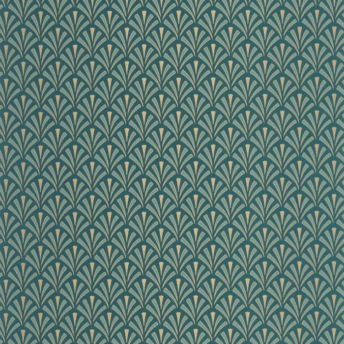 Abundance Wallpaper - Bleu Canard Dore
