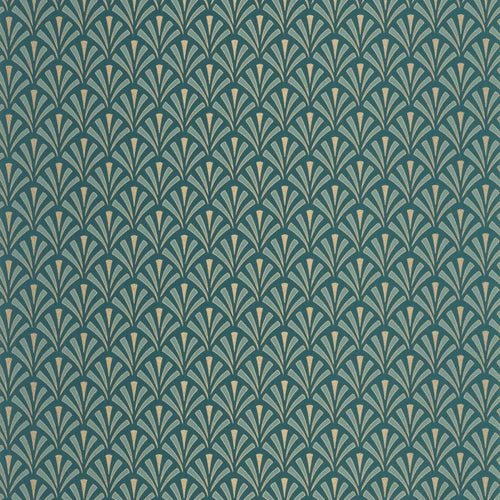 Abundance Wallpaper - Bleu Canard Dore