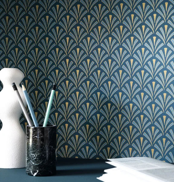 Abundance Wallpaper - Bleu Nuit Dore