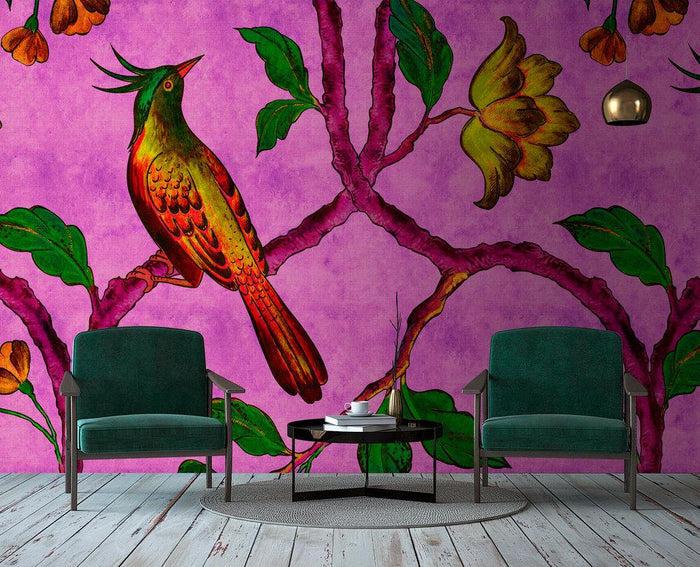 Adarna Bird - Magenta - Custom Sized Wallpaper Mural (per m2)