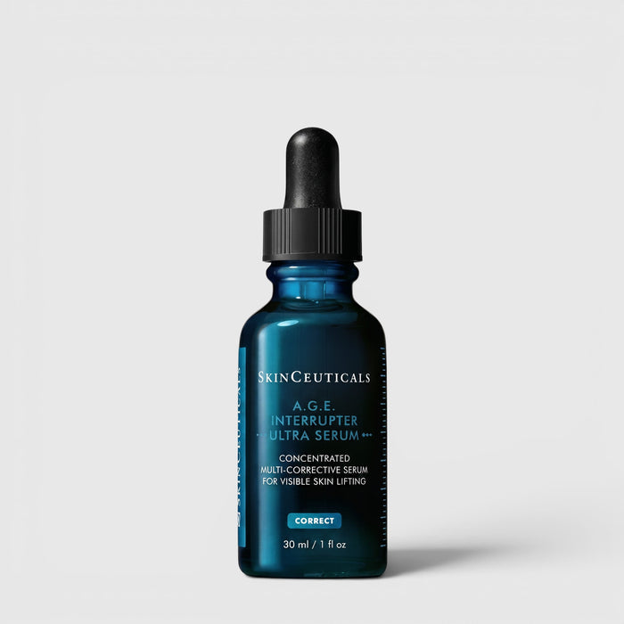 Shop Rescue Spa SkinCeuticals A.G.E. Interrupter Ultra Serum in a blue glass dropper bottle for skin firming.