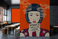 Akari or Himari - Custom Sized Wallpaper Mural (per m2) - Orange