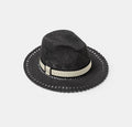 Angled front view of Eres Alejandro Access Hat in Noir on a clean background, showing hat shape, brim, and crown structure.