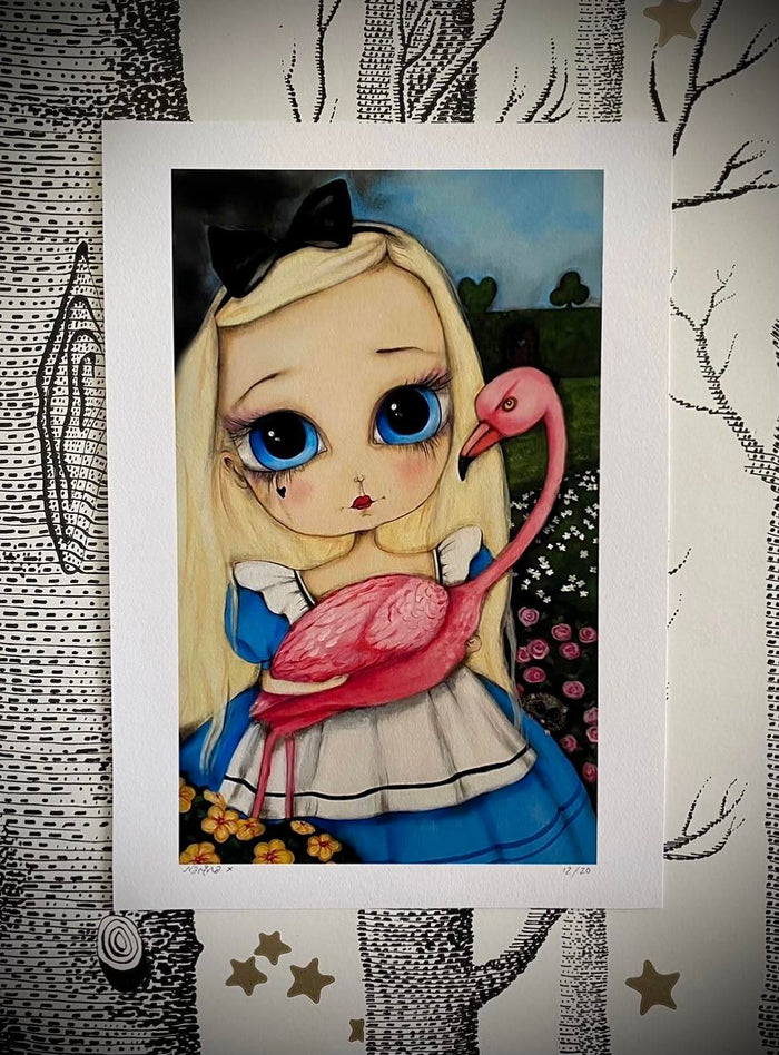 Alice and the Flamingo - Fine Art Print
