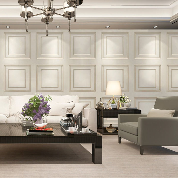 Amara Wood Panel Vinyl Wallpaper - Cream Soft Gold