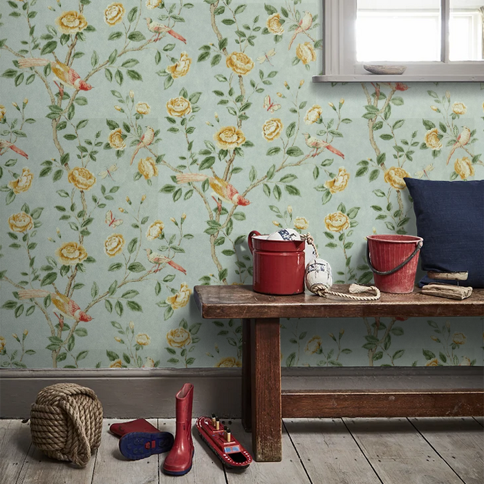 Andhara Wallpaper - Seaglass and Lemon