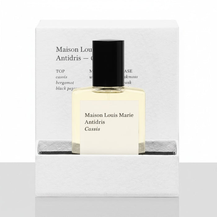 Shop Rescue Spa Antidris Cassis perfume oil with notes of cassis, bergamot, black pepper, white rose, oakmoss, musk, and tonka.