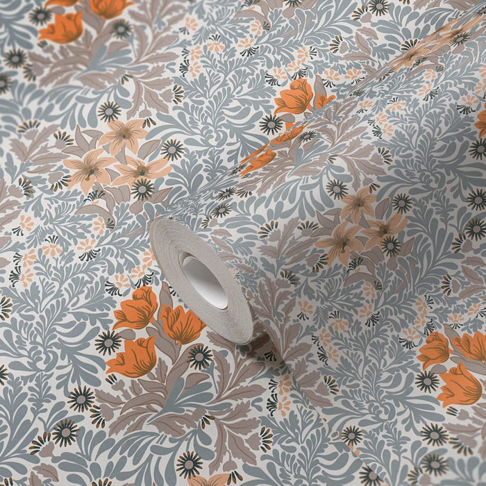 Antique Floral Trails Wallpaper Online NZ | The Inside - Orange