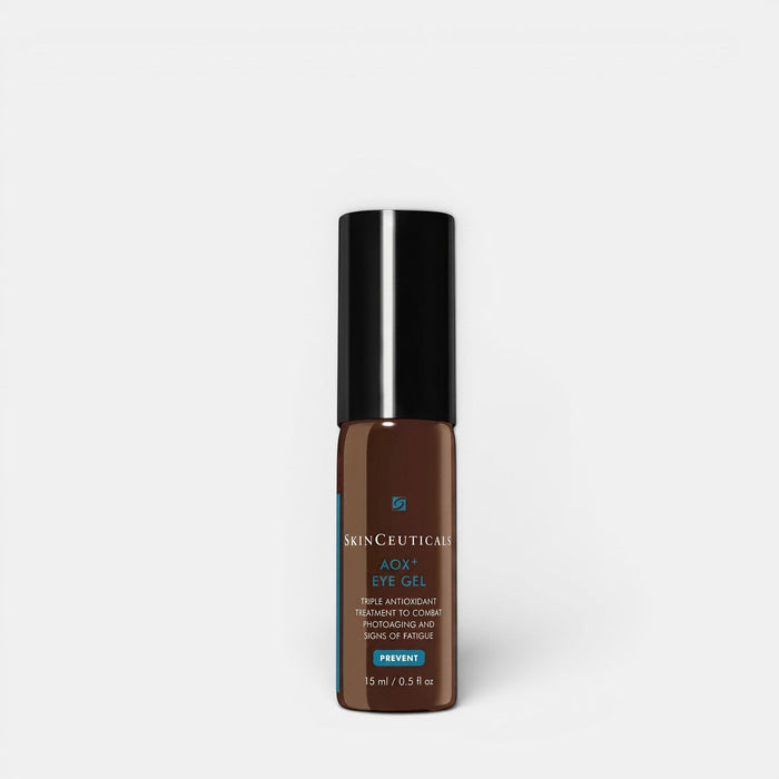 Shop Rescue Spa SkinCeuticals AOX+ Eye Gel antioxidant serum in a brown 15ml bottle for dark circles and puffiness.