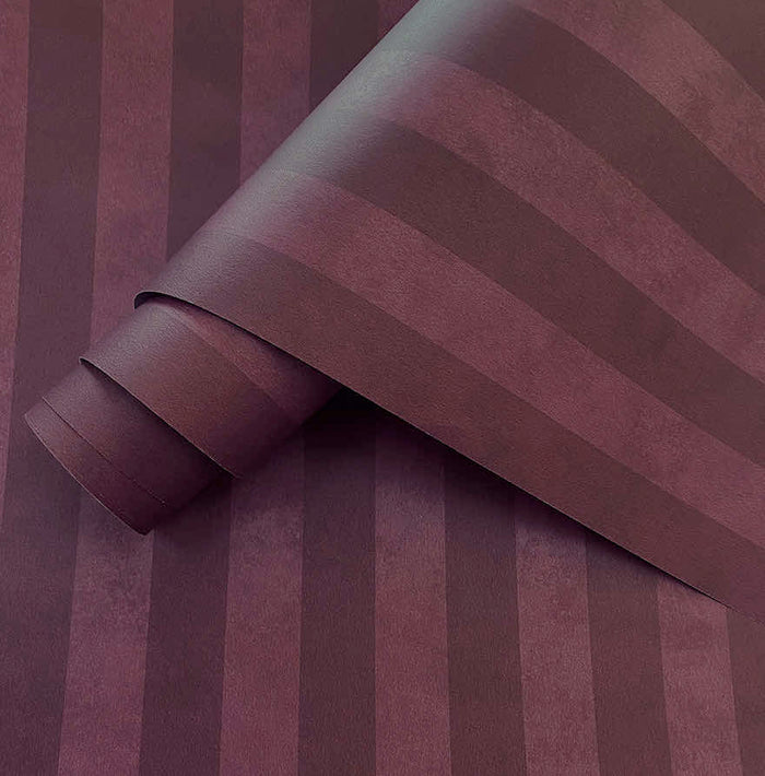 Roll of Aquila Stripes berry wallpaper