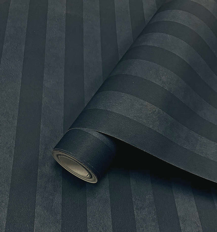 Roll of Aquila Stripes navy wallpaper