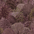 Berry arboretum garden wallpaper with a scenic garden of topiary, blossom trees and ponds — flat pattern detail
