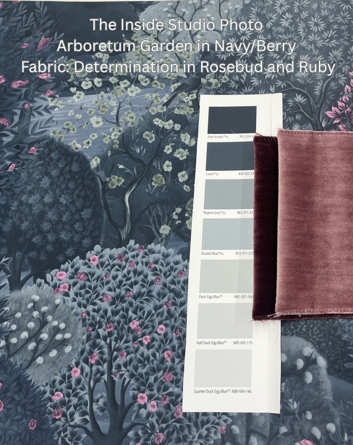 Arboretum Garden Wallpaper – Navy/Berry