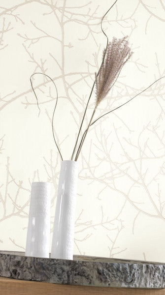 Arbre Wallpaper - Silver/White