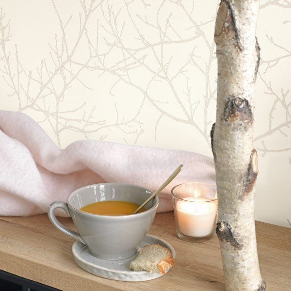 Arbre Wallpaper - Silver/White