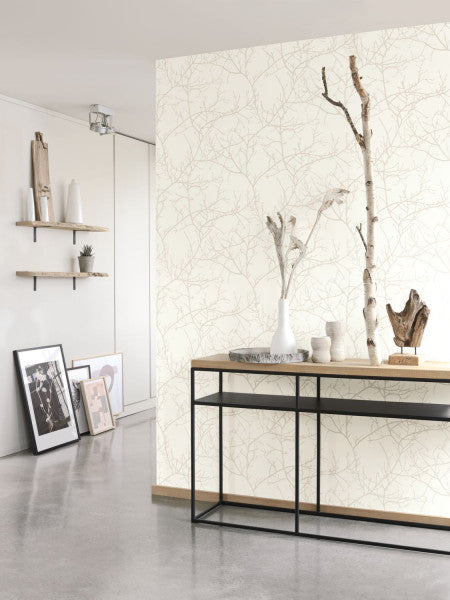 Arbre Wallpaper - Silver/White