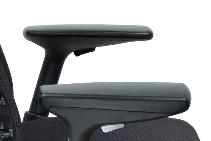 Herman Miller Embody compatible black arm pads for office chair, side view