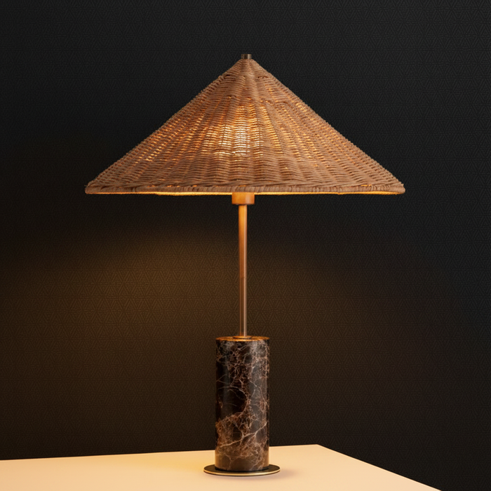 Rattan Lamp Lit - Asian Fusion Black Wallpaper