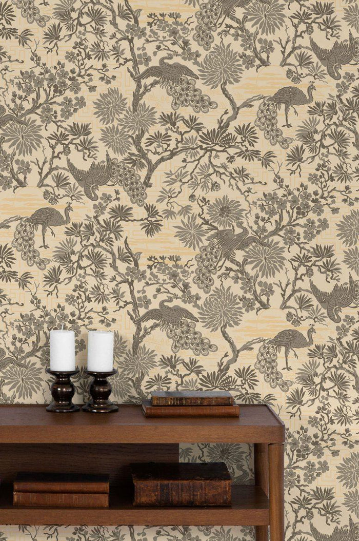 Asian Garden Wallpaper - Beige