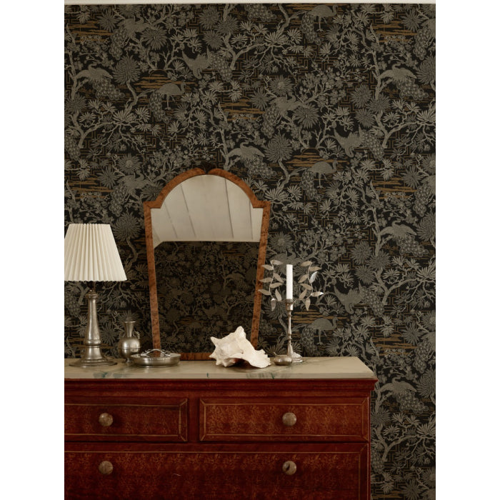 Asian Garden Wallpaper - Black