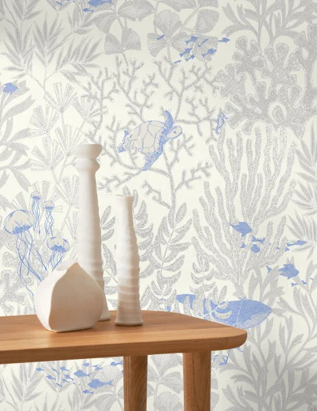Atlantide Under The Sea Wallpaper - White/Blue