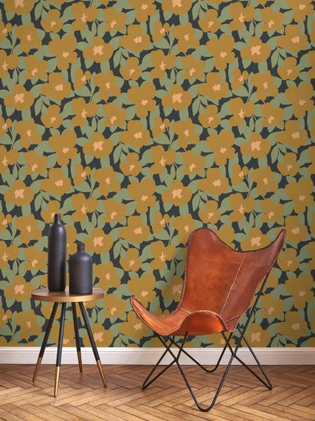 August Flower Power Wallpaper - Brown
