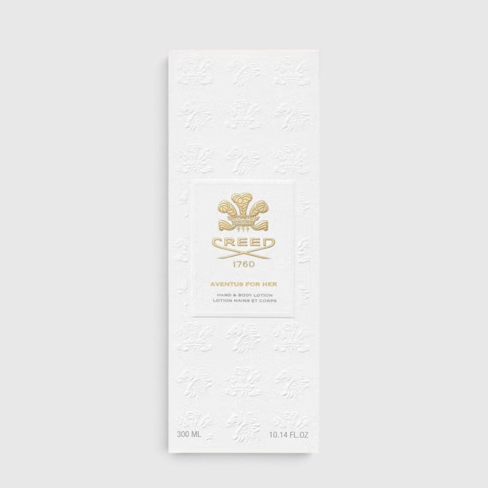 Shop Rescue Spa Aventus For Her Hand & Body Lotion in a white embossed box with gold Creed branding.