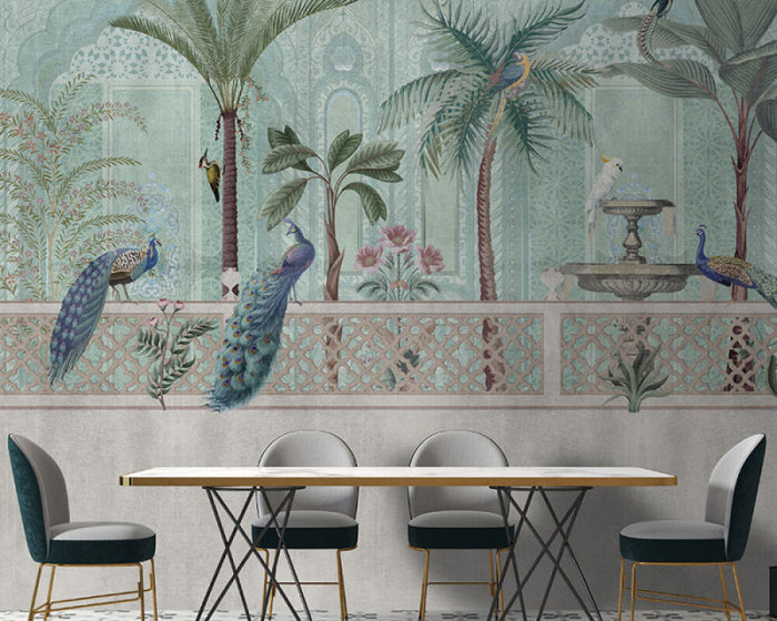 Aviary Oasis Garden - Custom Sized Wallpaper Mural (per m2)