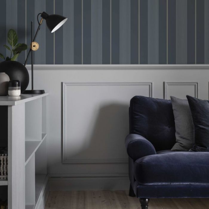 Axel Stripe Wallpaper - Navy Blue