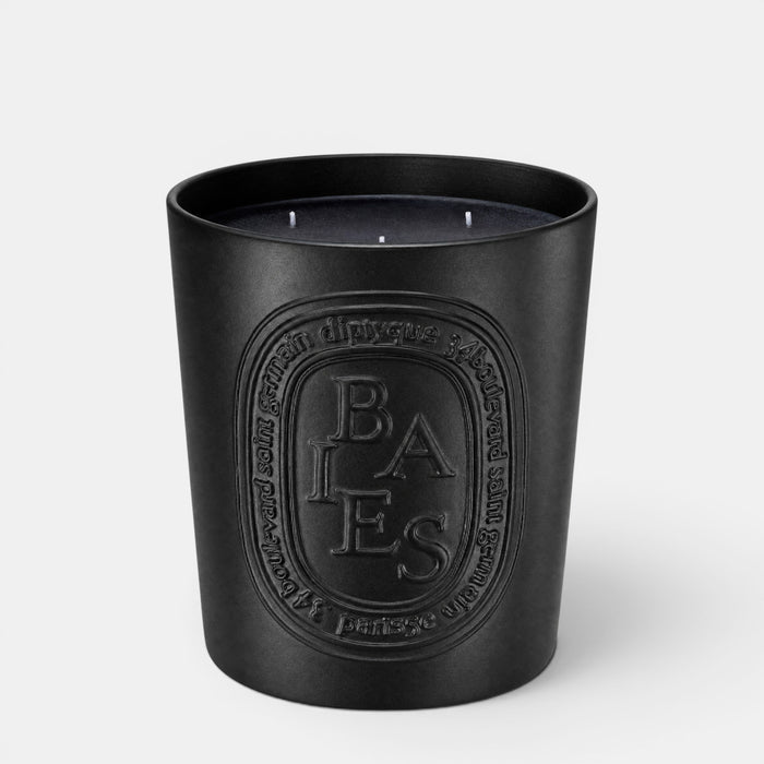Shop Rescue Spa Baies scented candle in a matte black glass vessel with embossed branding and three wicks.