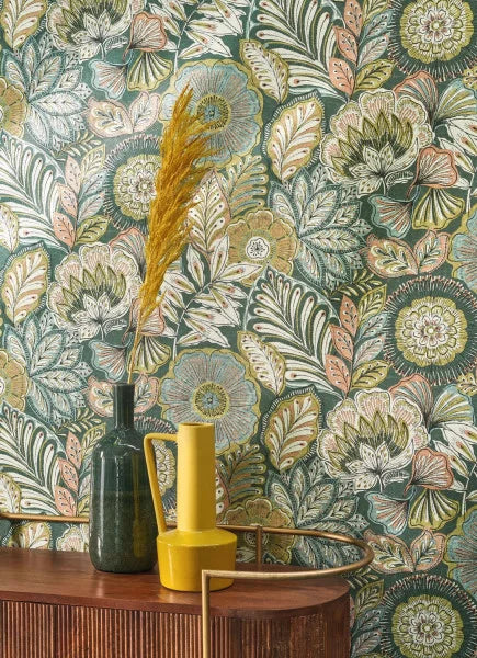 Bali Batik Wallpaper - Green