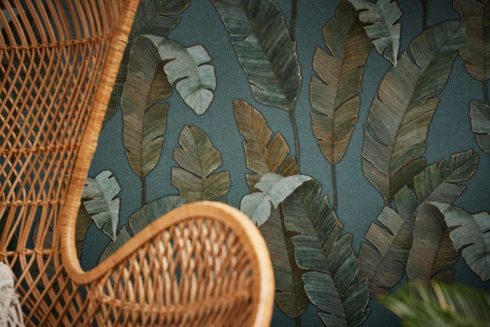 Bali Fronds Vinyl Wallpaper - Teal