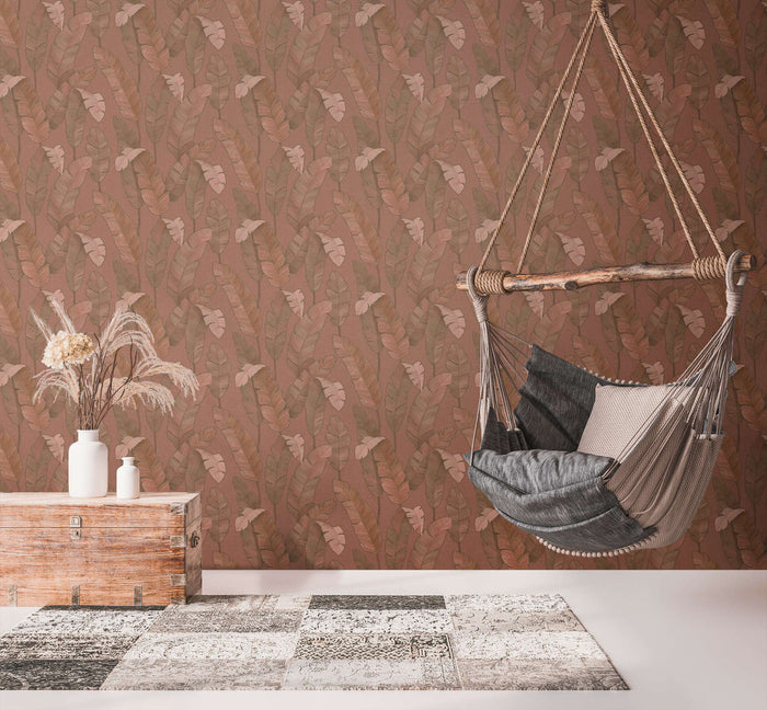 Bali Fronds Wallpaper - Red