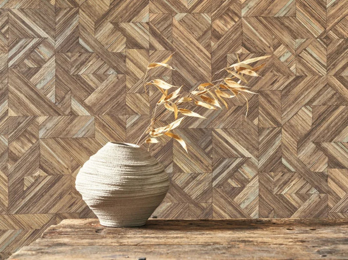 Bali Paille Vinyl Wallpaper - Shades of Dark Brown