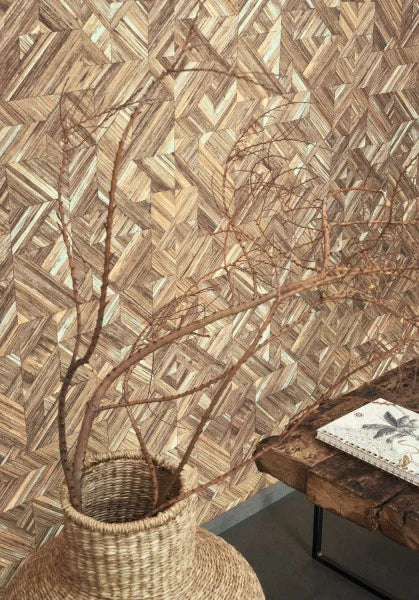 Bali Paille Vinyl Wallpaper - Shades of Dark Brown