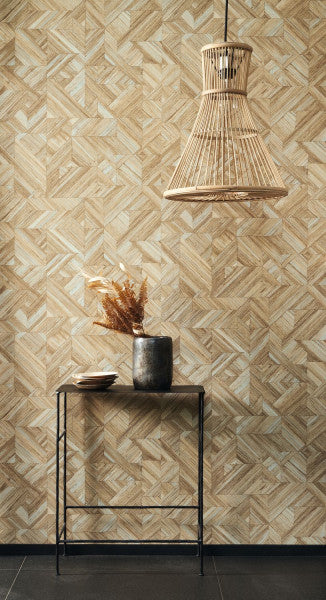 Bali Paille Vinyl Wallpaper - Shades of Light Brown